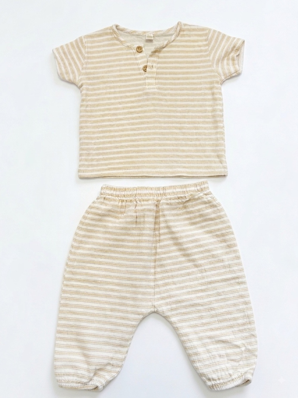 Quincy Mae Striped Matching Set 3-6 Months Neutral Unisex Shirt Pants